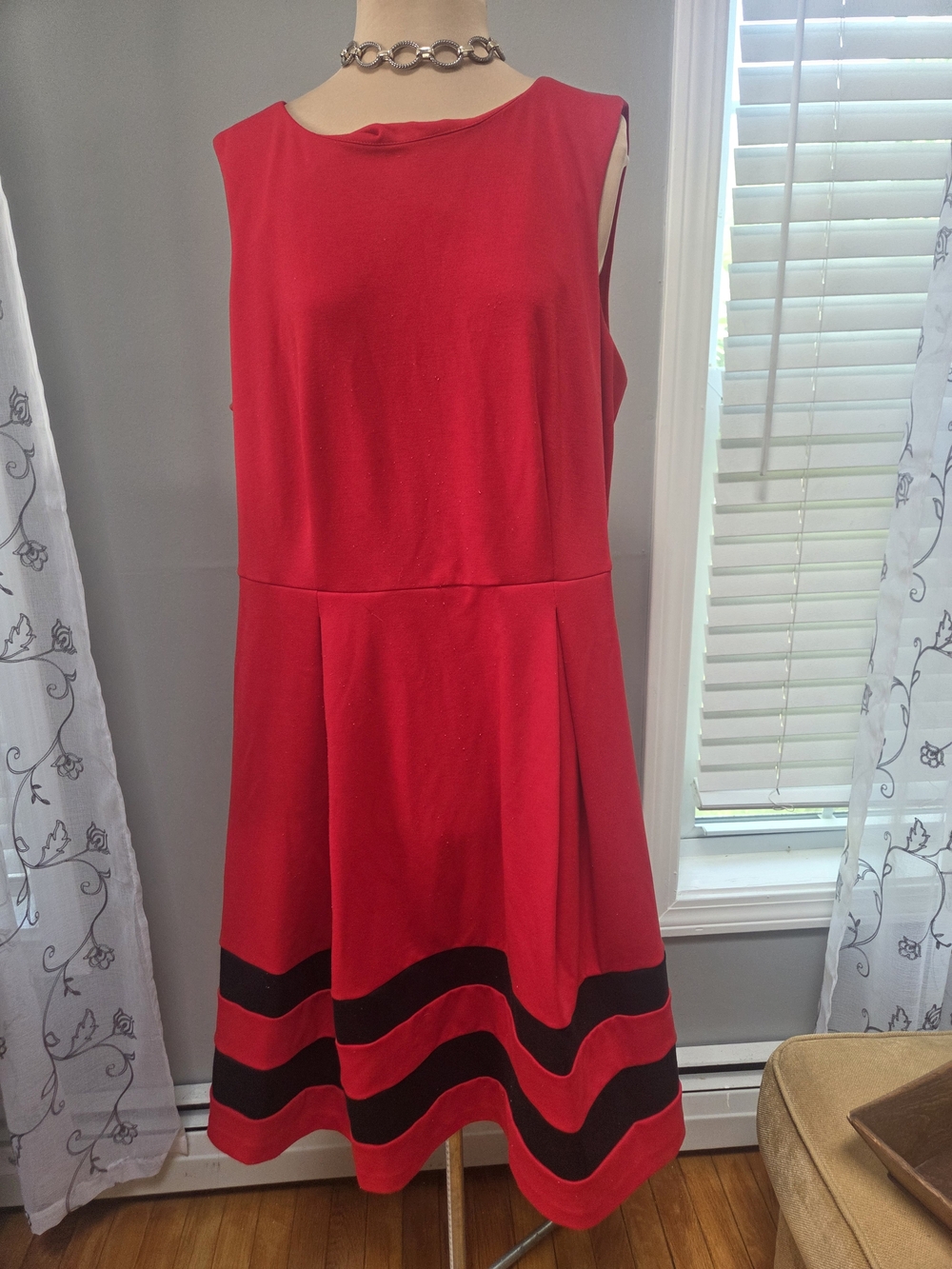 NWOT Calvin Klein Black & Red Fit & Flare Midi Dress 16W
